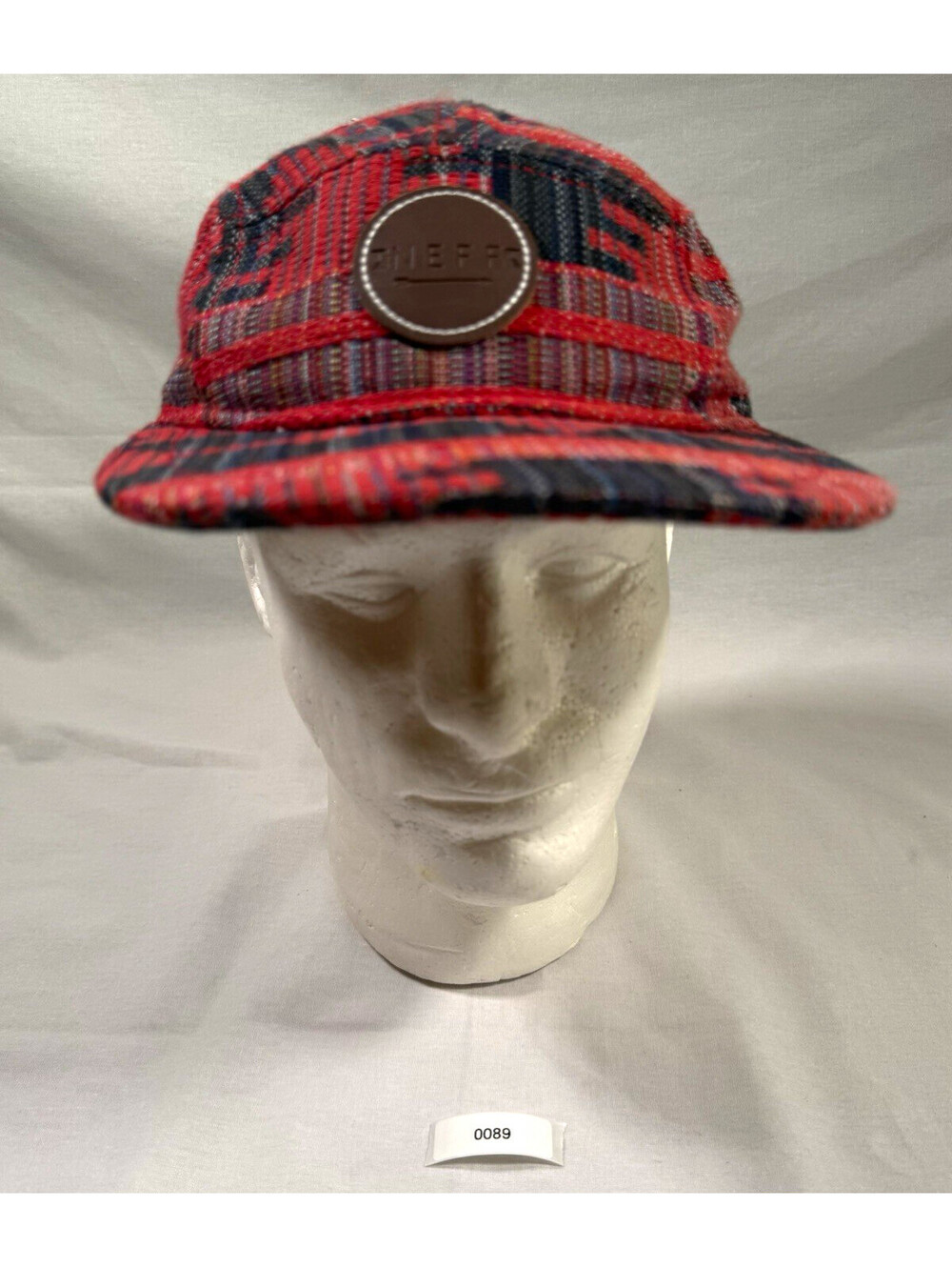 Neff 5 Panel Cap Red/Black Geometric Pattern One Size Adjustable Unisex Adults